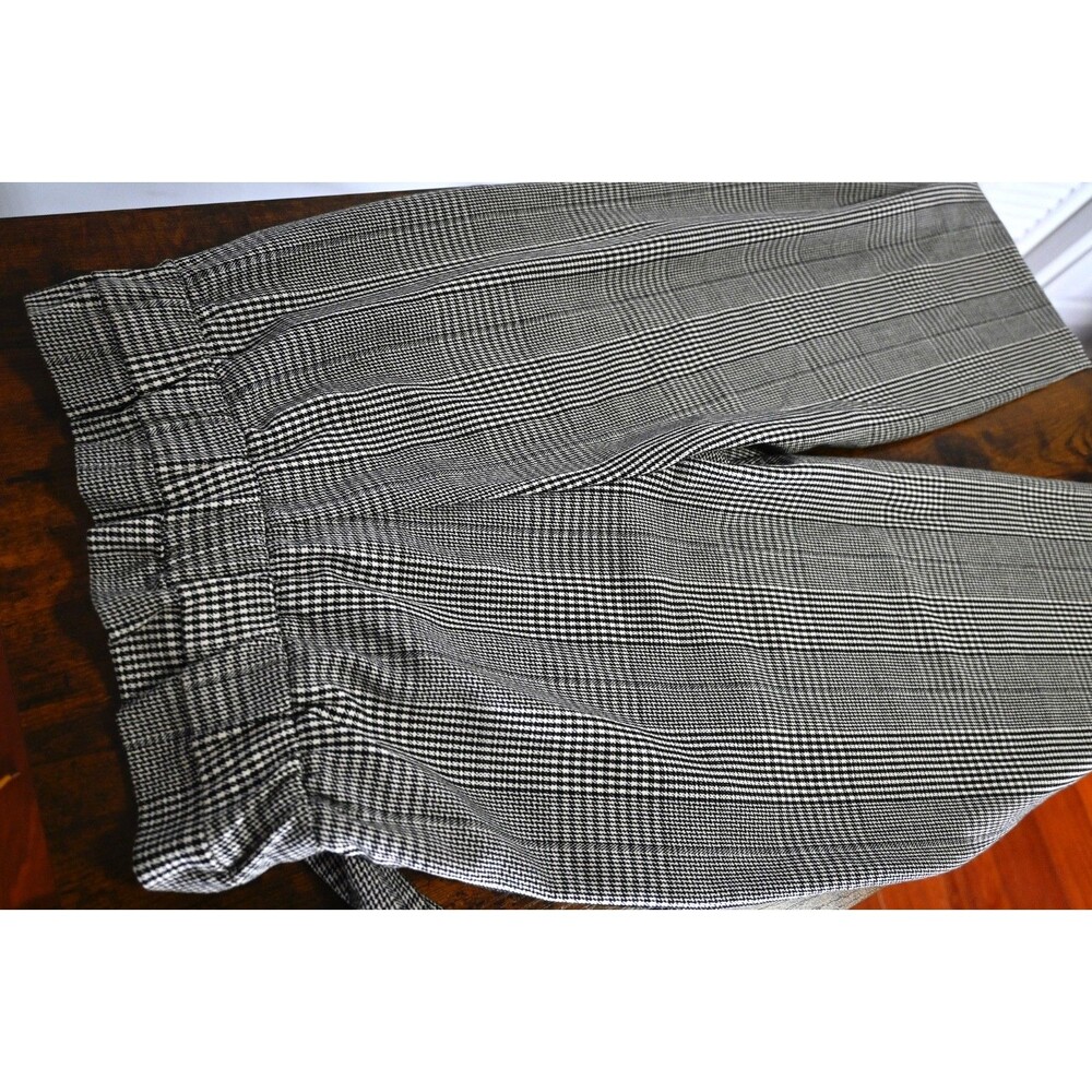 ZARA TRF Plaid Paperbag Waist Cropped Pants Belted Wide Leg XS - Picture 7 of 7